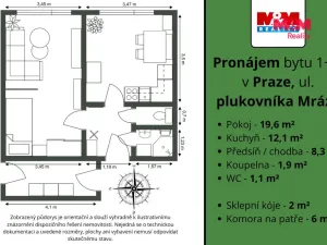 Pronájem bytu 1+1, Praha - Hostivař, plukovníka Mráze, 43 m2