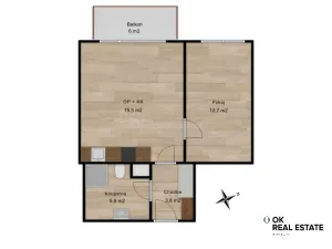 Pronájem bytu 2+kk, Olomouc, Třída Jiřího Pelikána, 45 m2