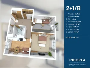 Prodej bytu 2+1, Tábor, Husinecká, 66 m2