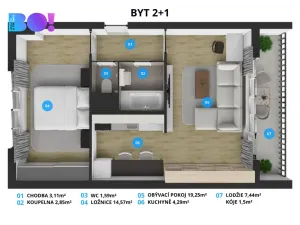 Prodej bytu 2+1, Orlová, Květinová, 53 m2