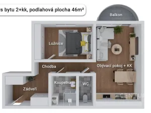 Prodej bytu 2+kk, České Budějovice - České Budějovice 2, Otavská, 46 m2