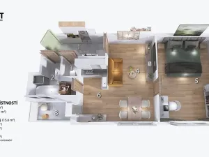 Prodej bytu 1+1, Brno, Pod kaštany, 49 m2