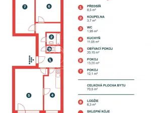 Prodej bytu 3+1, Praha - Petrovice, Rezlerova, 70 m2