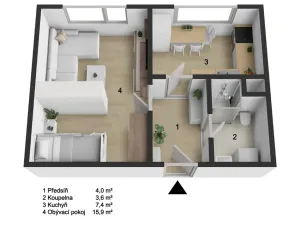 Prodej bytu 1+1, Trutnov - Horní Staré Město, Tovární, 32 m2