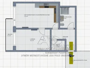 Pronájem bytu 2+kk, České Budějovice, B. Smetany, 46 m2