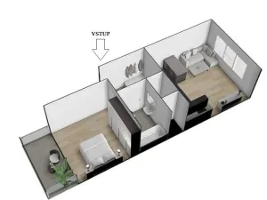 Pronájem bytu 2+kk, Brno - Židenice, Letní, 56 m2