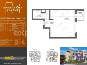 Pronájem bytu 1+kk, Zlín, Nad Stráněmi, 41 m2