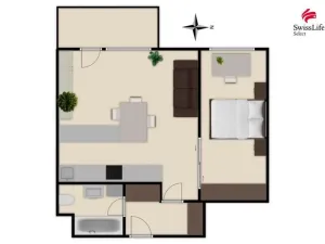 Pronájem bytu 2+kk, Praha - Horní Měcholupy, Nad přehradou, 47 m2