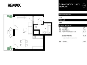 Prodej bytu 1+kk, Praha - Košíře, Černochova, 38 m2