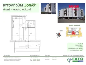 Pronájem bytu 2+kk, Hradec Králové - Třebeš, Svatojánská, 49 m2