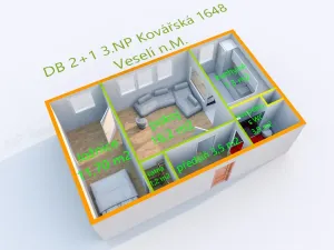 Prodej bytu 2+1, Veselí nad Moravou, Kovářská, 43 m2