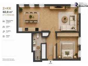 Pronájem bytu 2+kk, Praha - Nusle, Nad studánkou, 64 m2