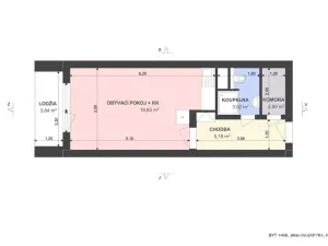 Pronájem bytu 1+kk, Hradec Králové - Nový Hradec Králové, Jana Masaryka, 34 m2
