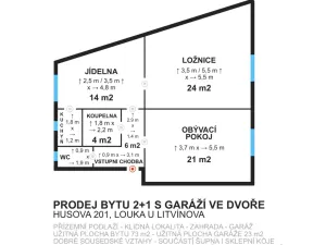 Prodej bytu 2+1, Louka u Litvínova, Husova, 73 m2