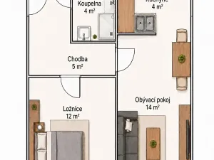 Pronájem bytu 2+kk, Praha - Michle, Mezipolí, 37 m2