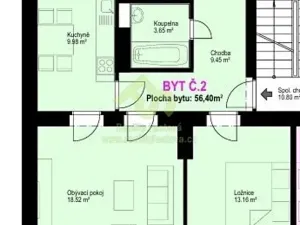 Pronájem bytu 2+1, Rokycany, Družstevní, 56 m2