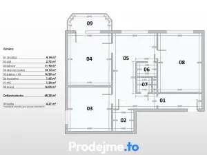 Prodej bytu 3+1, Třebíč, Jar. Heyrovského, 68 m2