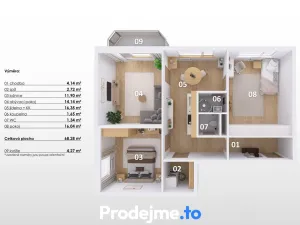 Prodej bytu 3+1, Třebíč, Jar. Heyrovského, 68 m2