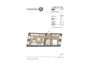 Pronájem bytu 2+kk, Brno, Francouzská, 40 m2
