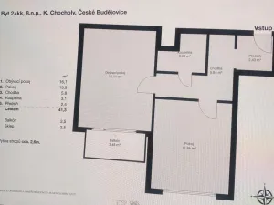 Pronájem bytu 2+kk, České Budějovice - České Budějovice 2, K. Chocholy, 42 m2