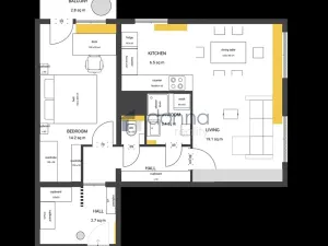 Pronájem bytu 2+kk, Praha, Třeboradická, 57 m2