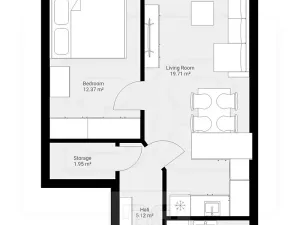 Pronájem bytu 2+kk, Praha - Letňany, Terezínská, 48 m2