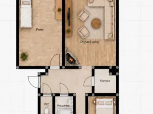 Prodej bytu 3+1, Krnov - Pod Bezručovým vrchem, Maxima Gorkého, 64 m2