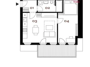 Prodej bytu 2+kk, Praha - Smíchov, Grafická, 43 m2