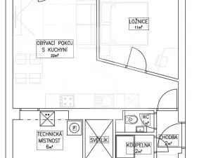 Pronájem bytu 2+kk, Praha - Veleslavín, Veleslavínská, 44 m2