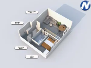 Prodej bytu 2+kk, Nová Pec - Nové Chalupy, 34 m2
