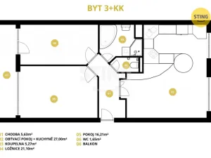 Prodej bytu 3+kk, Pardubice, Palackého třída, 71 m2