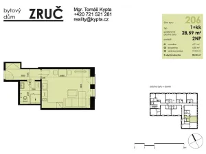 Pronájem bytu 1+kk, Zruč-Senec, Sportovní, 29 m2