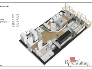 Pronájem bytu 2+kk, Pardubice - Ohrazenice, U Sportovní školy, 51 m2