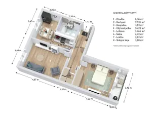 Prodej bytu 2+1, Brno, ulice Čoupkových, 60 m2
