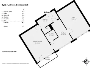 Prodej bytu 2+1, Zliv, Dolní náměstí, 61 m2