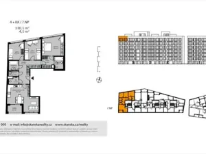 Pronájem bytu 4+kk, Praha - Karlín, Breitfeldova, 110 m2