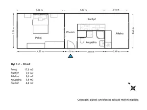 Pronájem bytu 1+1, Brno, Wollmanova, 38 m2