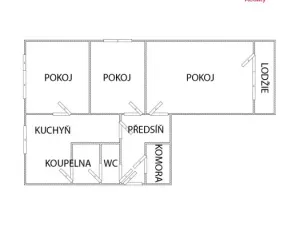 Prodej bytu 3+1, Chomutov, Komenského, 64 m2