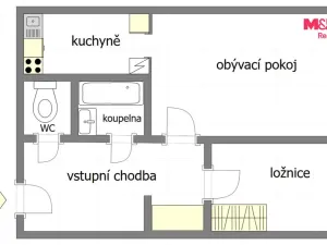 Pronájem bytu 2+kk, Praha - Ruzyně, Ciolkovského, 42 m2