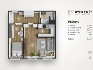 Pronájem bytu 2+kk, Teplice, Prosetická, 46 m2
