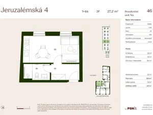 Prodej bytu 1+kk, Praha, Jeruzalémská, 26 m2