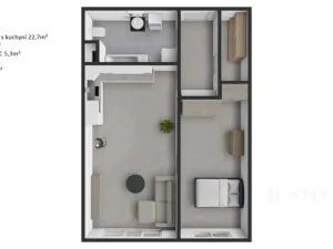 Pronájem bytu 2+kk, Praha - Modřany, Soukalova, 55 m2