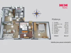Prodej bytu 3+1, Janská, 80 m2