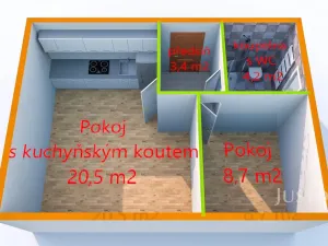 Pronájem bytu 2+kk, Staré Město, Hradišťská, 37 m2