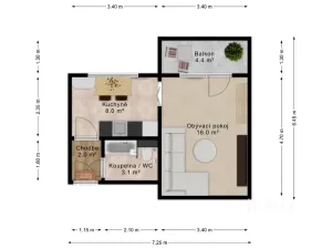 Prodej bytu 1+1, Bechyně, Písecká, 35 m2