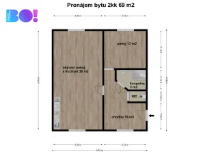Pronájem bytu 2+kk, Kralice na Hané, U mlýna, 68 m2