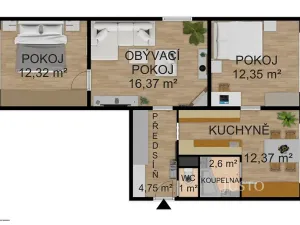 Prodej bytu 3+1, Písek, třída Přátelství, 61 m2