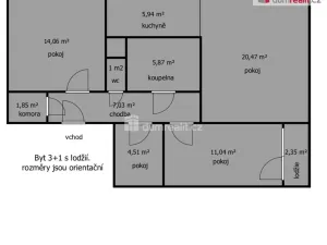 Pronájem bytu 3+1, Mělník, Dykova, 71 m2
