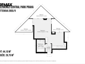 Pronájem bytu 1+kk, Praha - Žižkov, Pitterova, 44 m2