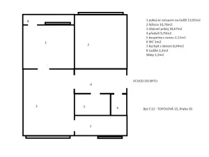 Prodej bytu 3+1, Praha - Záběhlice, Topolová, 72 m2